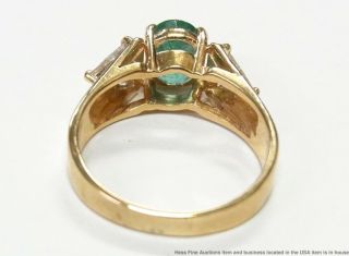 1.  10ct Natural Emerald 0.  84ctw Fine Trillion Diamond Ring 14k Gold Vintage 6.  5 5