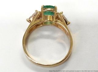 1.  10ct Natural Emerald 0.  84ctw Fine Trillion Diamond Ring 14k Gold Vintage 6.  5 6