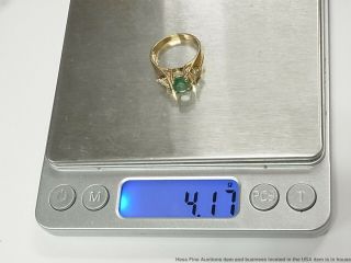1.  10ct Natural Emerald 0.  84ctw Fine Trillion Diamond Ring 14k Gold Vintage 6.  5 9