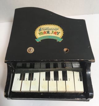 Vintage Marjay Miniature Wooden Toy Black Grand Piano Collectible