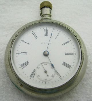 Antique 18s Waltham 7 Jewel Silverode Pocket Watch Parts Repair
