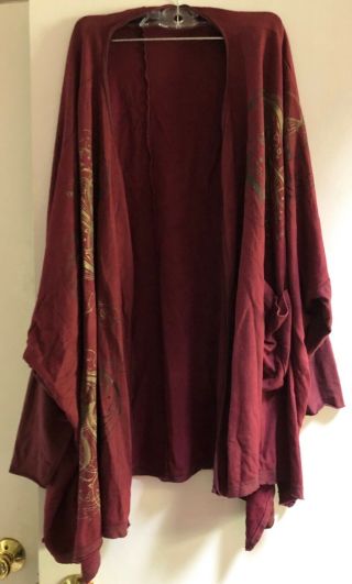 Nwot Blue Fish Barclay Pocket Cardigan Ancient Burgandy Tibetan Red Printed O/s