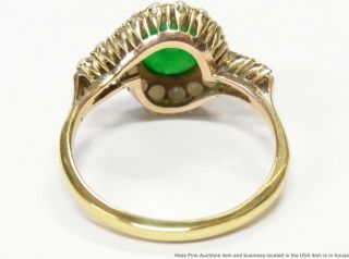 Stunning Color Green Natural Jadeite Jade Seed Pearl Ring 18k Gold Antique Sz6.  5 5