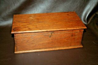 Antique American Oak Rustic Flip - Lid 16 " Art Supplies Tool Box W/ Tray C.  1910