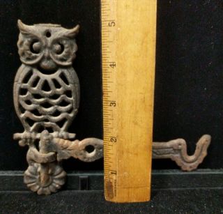 Antique Vintage Ornate Cast Iron Owl Wall Hook Wall Bracket Hanger Rack A5 - 13