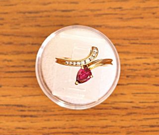 Pear Shape Ruby And Diamond Ring in 18k Gold MAKE OFFER 12