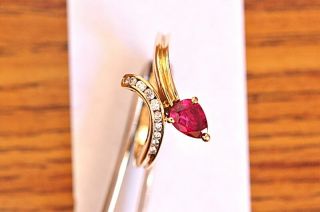 Pear Shape Ruby And Diamond Ring in 18k Gold MAKE OFFER 2