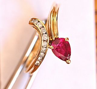 Pear Shape Ruby And Diamond Ring in 18k Gold MAKE OFFER 5