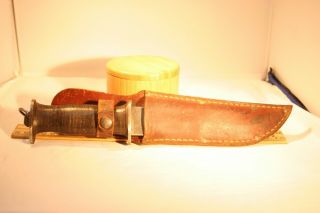 Egw Knife Co.  Wwii Combat Knife W/ Scabberd Leather Handle Very Rare,  Vintage