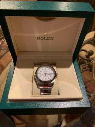 Rolex Datejust Mens Stainless Steel & 18k White Gold Black Watch Jubilee 1601
