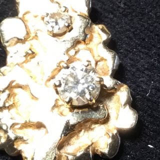 Vintage marked 14k yellow gold diamond pendant on 20” 14k necklace 35.  5 grams 3
