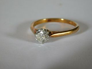 Vintage 18ct Gold & Platinum Solitaire Diamond Ring 0.  60 Ct
