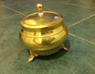 Vintage Brass Plate Sugar Bowl Ornate Old Gold Caviar Honey Antique Jewelry