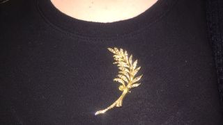 Stunning Large 14K Yellow Gold Feather Brooch Pin With 1800s Rose Cut Diamonds 2