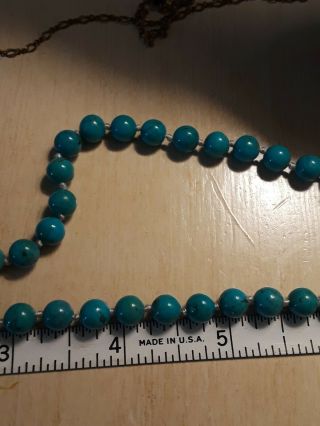 Vintage Antique Persian Turquoise 14k Gold Hand Knotted Pearl Bead Necklace 12