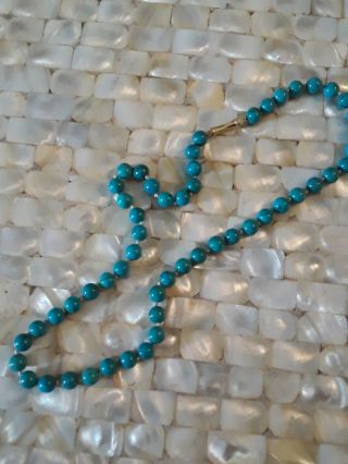 Vintage Antique Persian Turquoise 14k Gold Hand Knotted Pearl Bead Necklace 8
