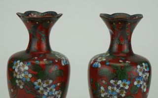 PAIR Antique Japanese Cloisonne Vases MEIJI 19th C 2