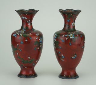 PAIR Antique Japanese Cloisonne Vases MEIJI 19th C 4