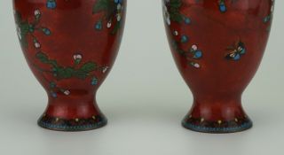 PAIR Antique Japanese Cloisonne Vases MEIJI 19th C 5