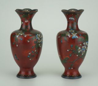 PAIR Antique Japanese Cloisonne Vases MEIJI 19th C 7