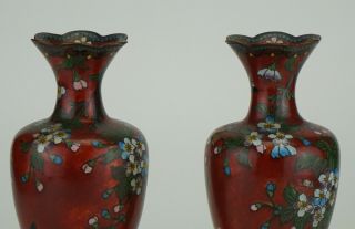 PAIR Antique Japanese Cloisonne Vases MEIJI 19th C 8