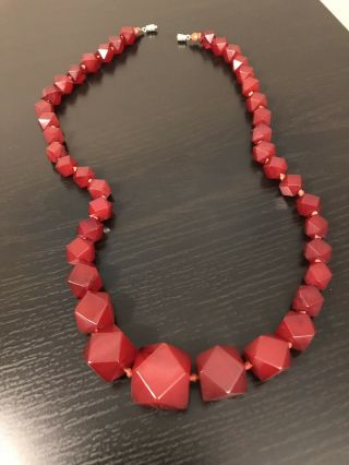 Antique Cherry Amber Faturan Bakelite Marbled Necklace 24 inch (63cm) 3