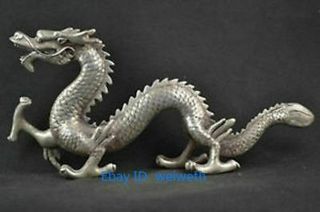 Old Decorated Tibet Silver Carving Dragon Rare Noble Statue
