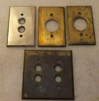 Vtg Switch Plate Covers Brass Push Button Electric Lighting Perkins (v)