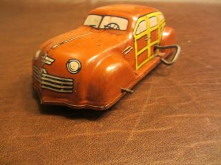 Vintage 1930s Chein Toys Tin Wind Up Brown Woody Wagon Toy Car - See Others Too