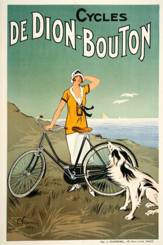 Vintage Cycling Poster De Dion Bouton By Fournery 1925 French Bicycle