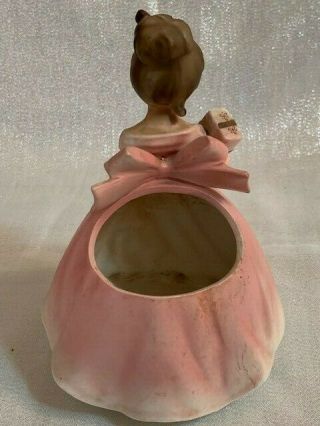 Antique Porcelain Lady Flower Pot Figurine with Gold Gilt Trim 4