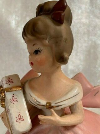 Antique Porcelain Lady Flower Pot Figurine with Gold Gilt Trim 6