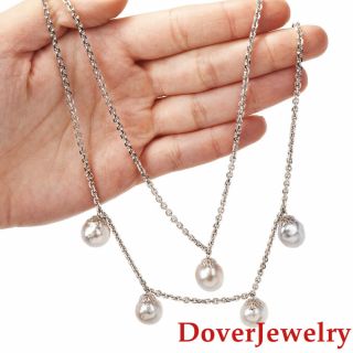Estate Grey Pearl 14k White Gold Pendant Chain Necklace 38.  3 Grams Nr
