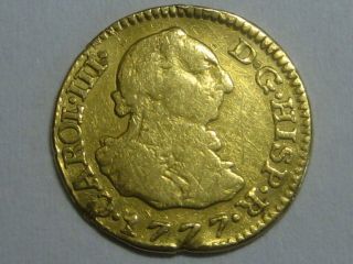 1777 Madrid 1/2 Escudo Charles Iii Gold Spanish Colonial Ancient Spain
