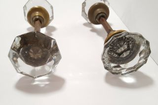 Vintage Clear Glass Door Knob Handles with Spindles (qty 2) 3