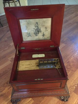 Antique Collectible 15 - 1/2 Inch Double Comb Regina Music Box,  40 Music Disks