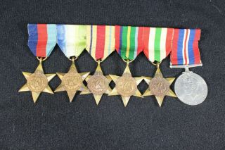 British Ww2 6 Place Full Sized Medal Bar Huge Royal Navy 5 Stars Service B55