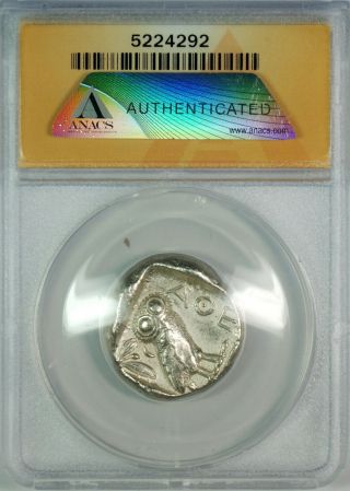 Ancient Attica Athens 454 - 404 BC Athena Owl Tetradrachm Silver Coin ANACS VF35 4