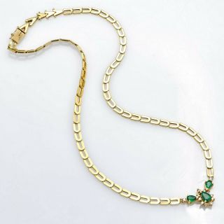 Vintage 14k Gold 1.  42 Tcw Emerald & 0.  26 Tcw Diamond Necklace 11.  4 Gr H/i Si - 1