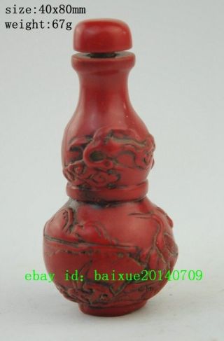 China Old Decorated Wonderful Coral Carving Crane Rare Unique Snuff Bottle A01