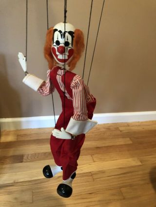 Vintage Handmade Clown Wooden Marionette String Puppet
