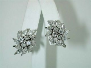 $28,  000 Antique Diamond Massive 4.  75ctw F/vs Marquise/round 18kt Earrings $99