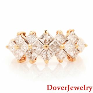 Estate Princes Cut Diamond 14k Yellow Gold Cluster Ring 5.  5 Grams Nr