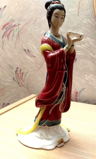 Collectable Porcelain Asian Hand Painted Japanese Lady W/scroll Figurine Statue