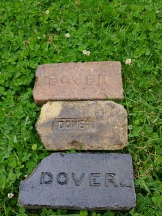 3 Antique Brick Labeled “dover” Salvaged Fire Brick