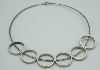 VTG Authentic Hans Hansen Denmark Modernist Multi Circle Necklace Scarce 300 2