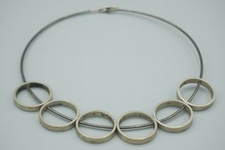 VTG Authentic Hans Hansen Denmark Modernist Multi Circle Necklace Scarce 300 7