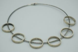 VTG Authentic Hans Hansen Denmark Modernist Multi Circle Necklace Scarce 300 8