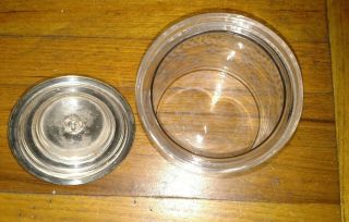 antique Victorian glass etched crystal biscuit cookie candy jar silver plate lid 6