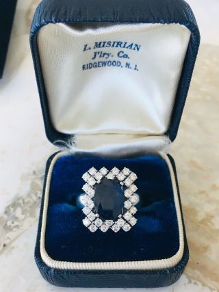Vintage 14 Karat White Gold Diamond And Sapphire Cocktail Ring 2